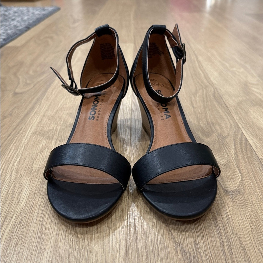 Sonoma Women's Malinois Black and Tan Wedge Heels Size 7.5