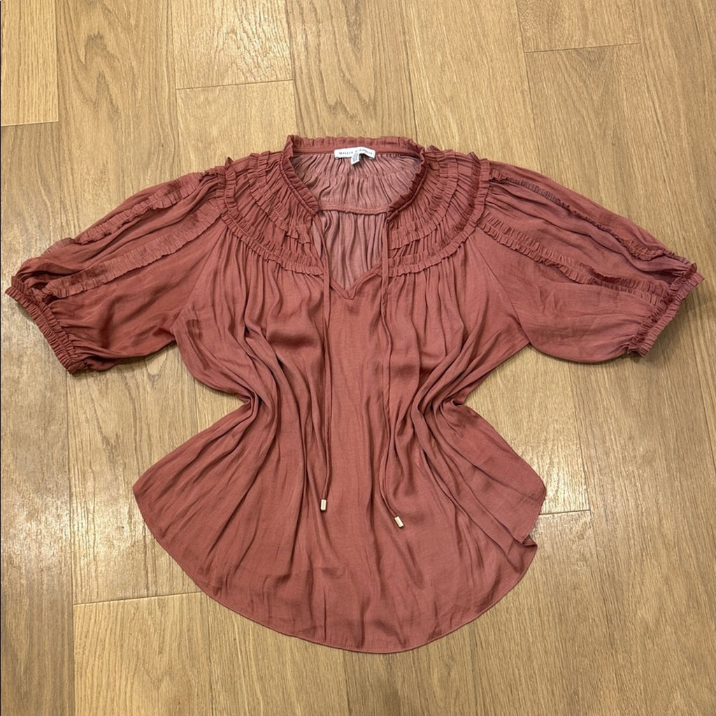 Maison D'Amelie Women's Mauve Ruffle Detail Boho Blouse Size Medium