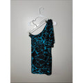 MT Collection Black and Turquoise Floral One-Shoulder Dress Size XL