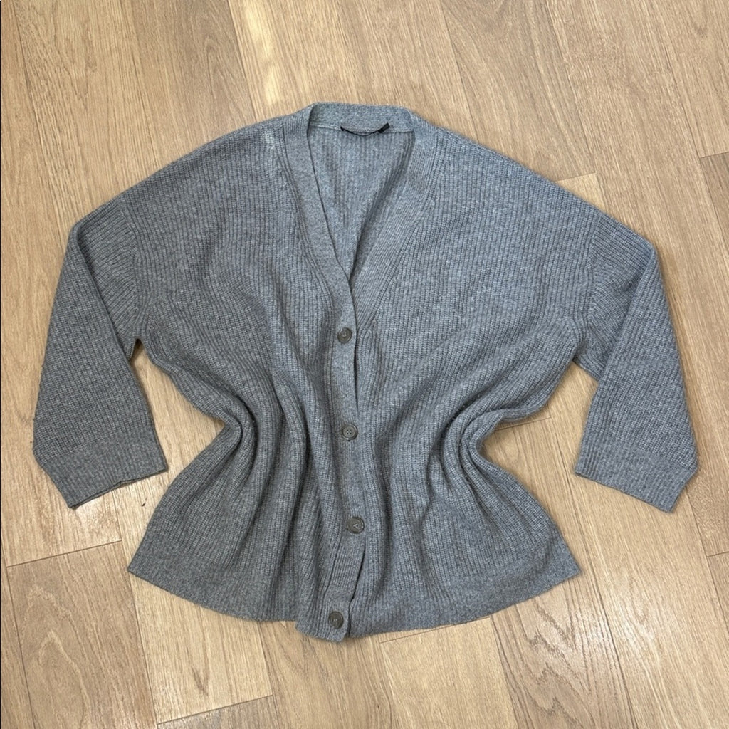 Jenni Kayne Gray Women's Cashmere Button Front Cardigan Sweater Size XXL