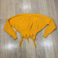 BSBW Yellow Distressed Cropped Sweater - Ribbed Frayed Hem Size XS