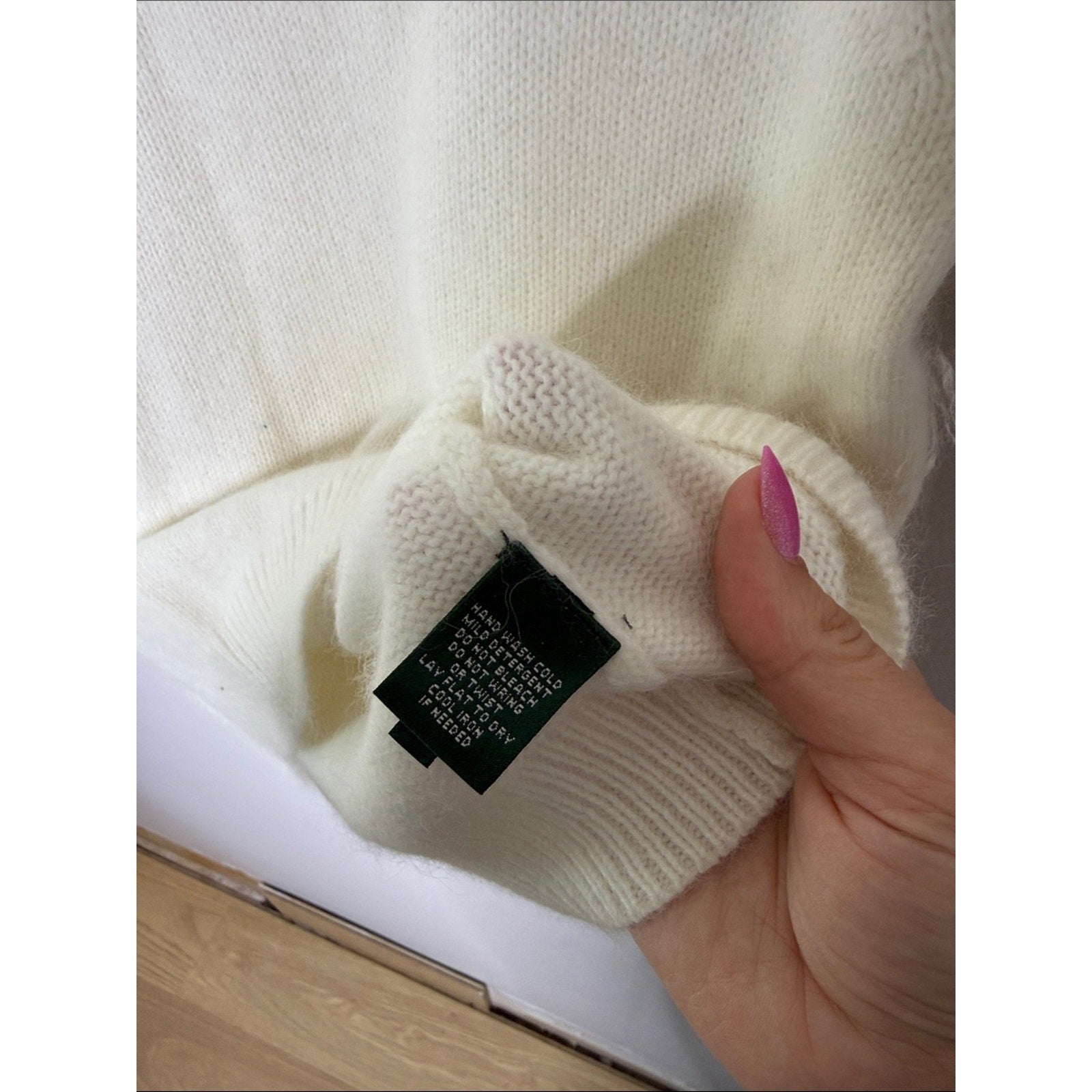 Lauren Ralph Lauren Ivory Short Sleeve Button-Shoulder Sweater Size Large