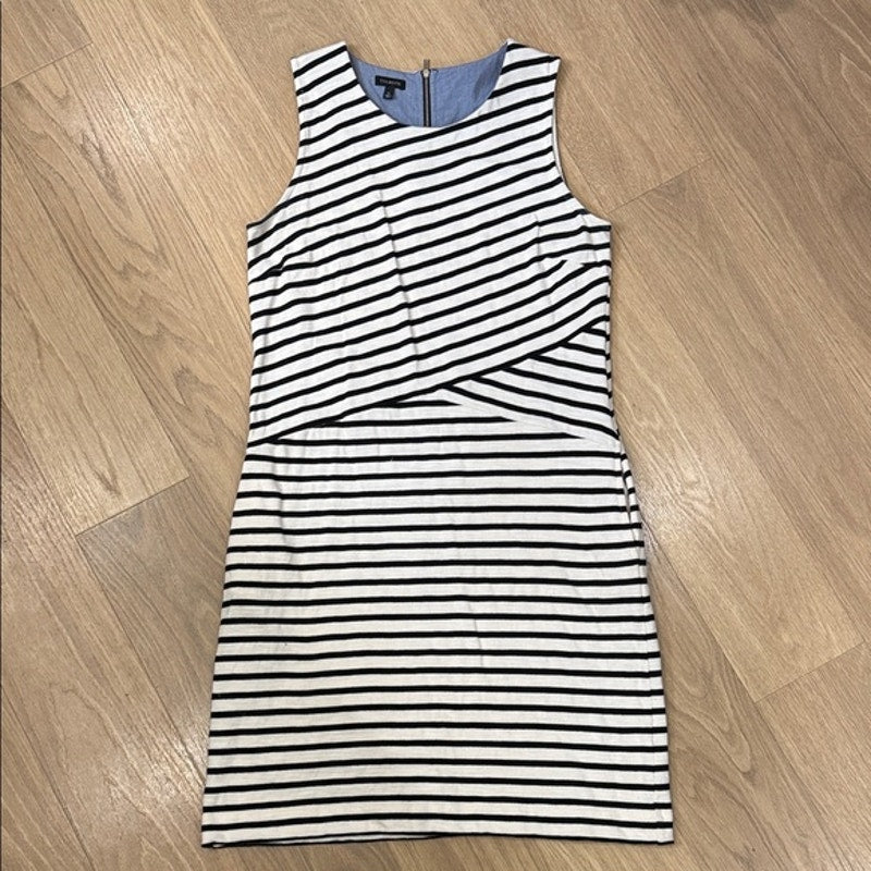 Talbots Black and White Striped Sleeveless Sheath Dress Size Medium