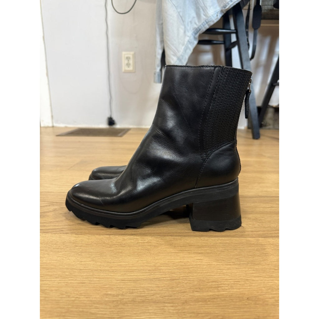 Dolce Vita Martey H2O Black Leather Chunky Heel Chelsea Boots Size 9.5
