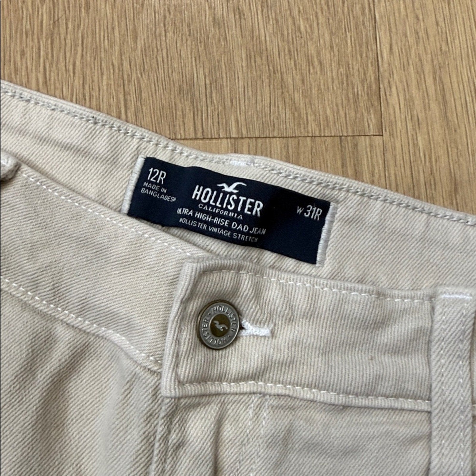 Hollister Cream Denim Style Straight Leg Pants Size 12R