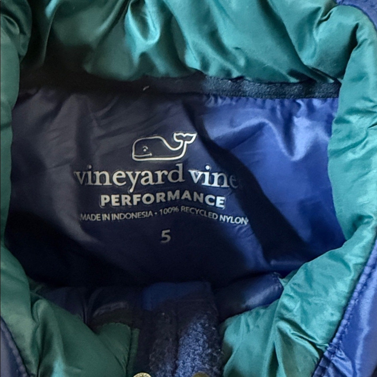 Vineyard Vines Blue Kids Zip Up Puffer Jacket Size 5
