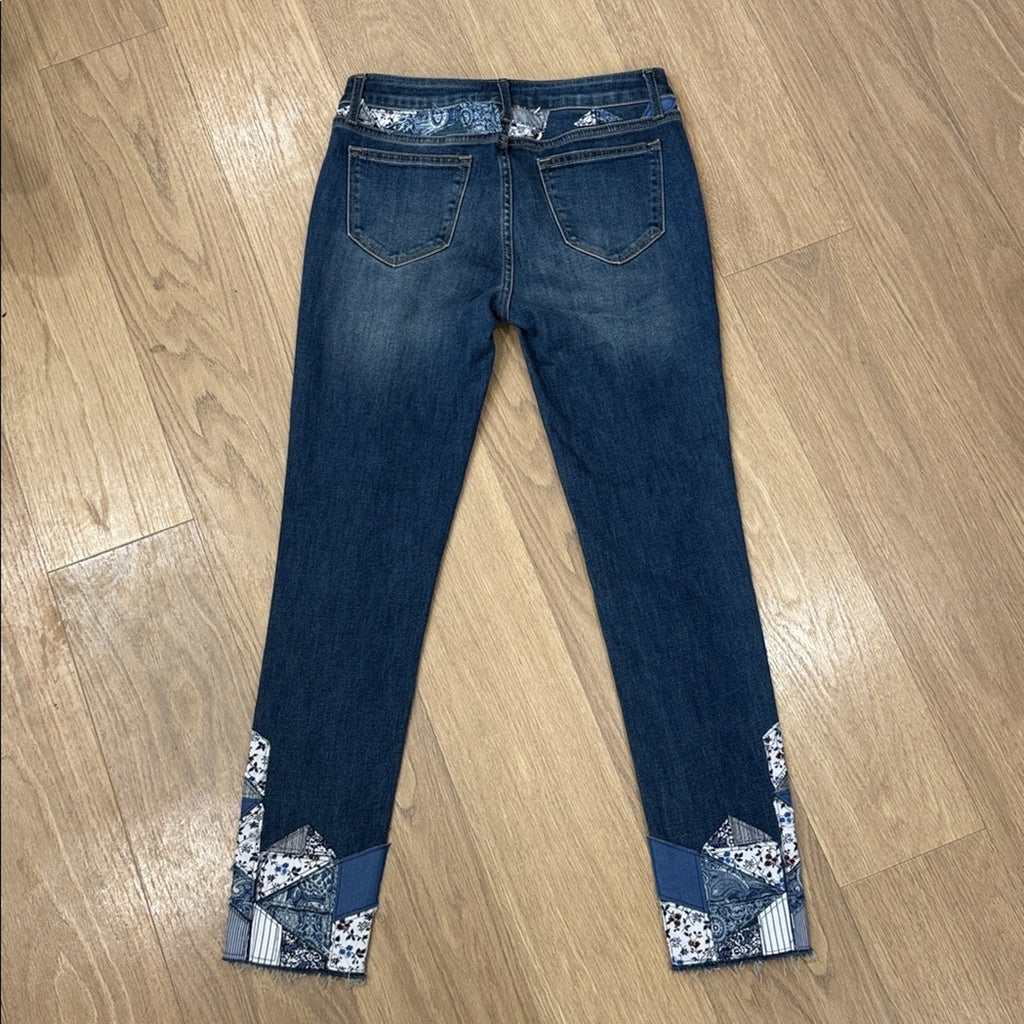 Aqua Blue Patchwork Ankle Jeans Size 27