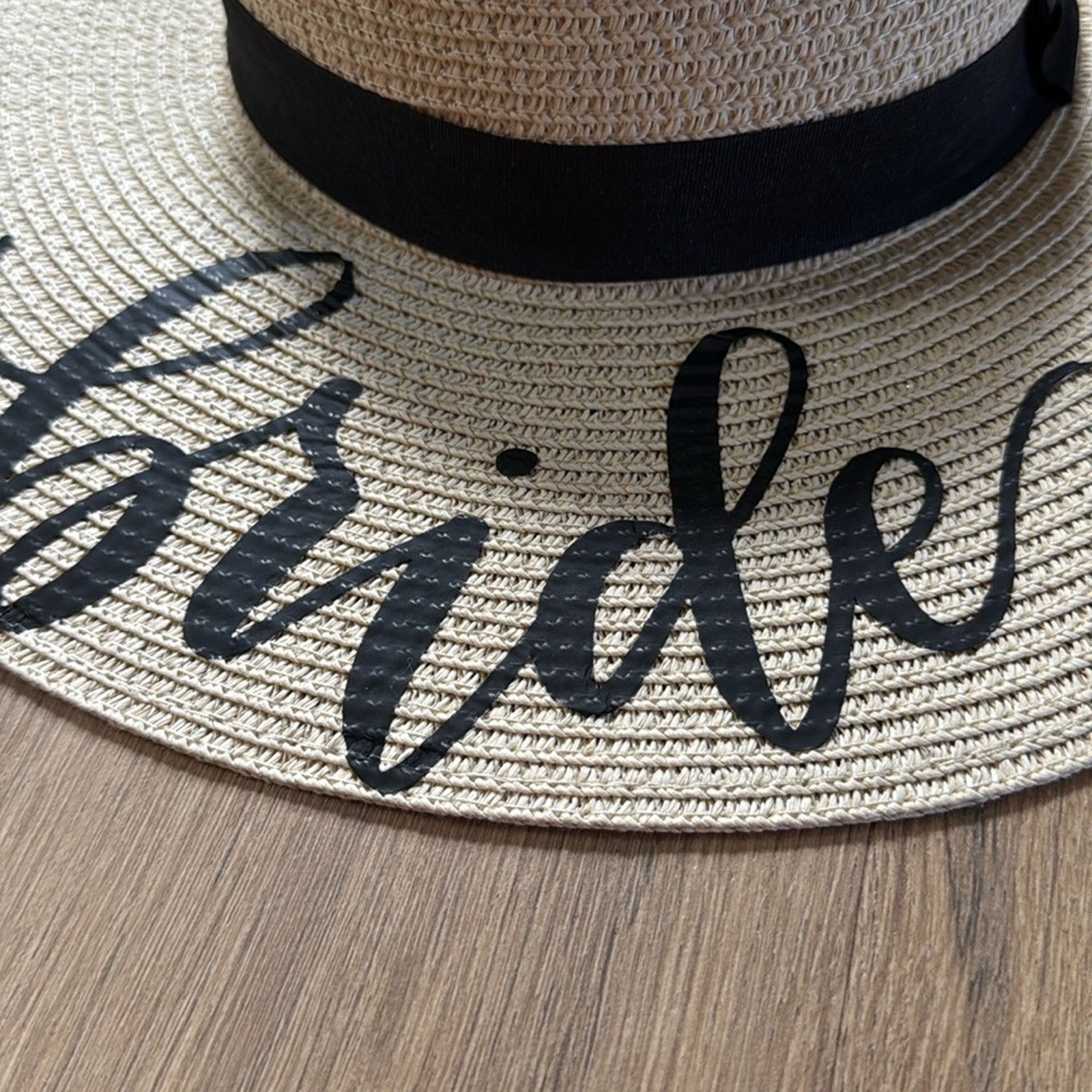 Bride Straw Sun Hat Tan and Black