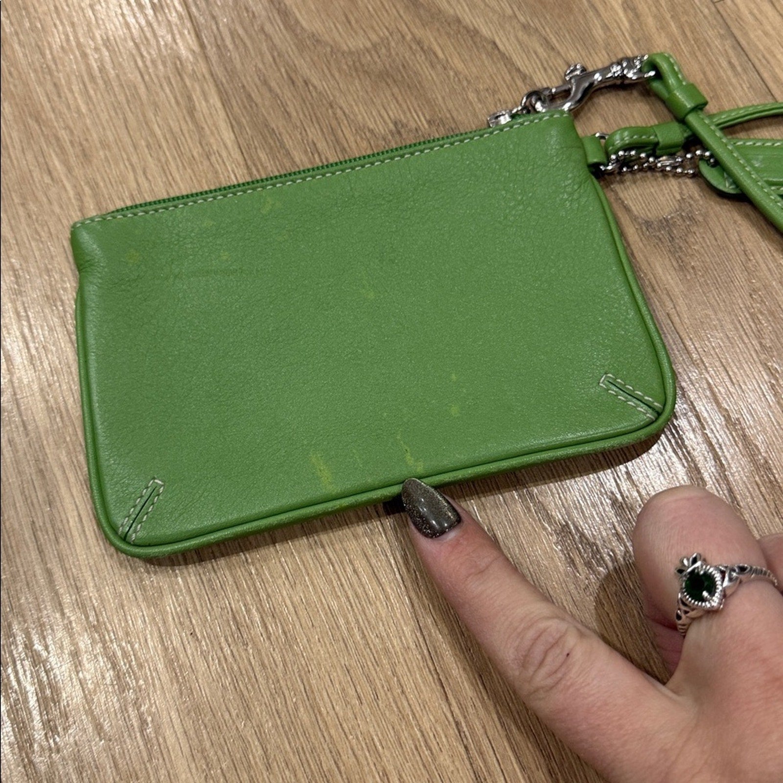 Coach Vibrant Green Leather Wristlet
