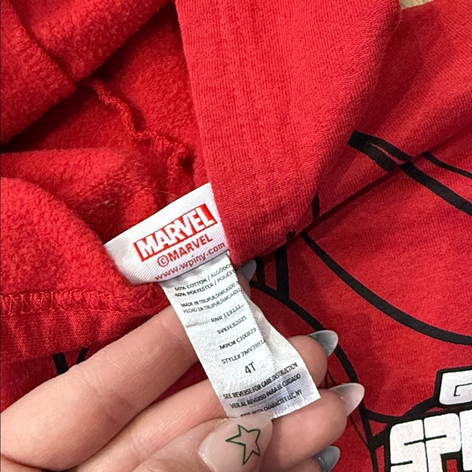 Marvel Red Spider-Man Kids Hoodie Size 4T