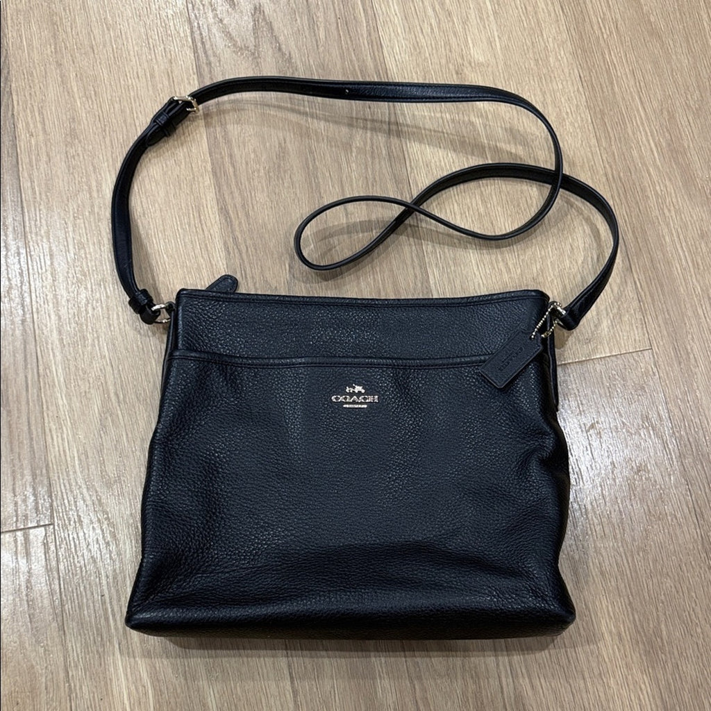 Coach File Crossbody Black Pebbled Leather Bag