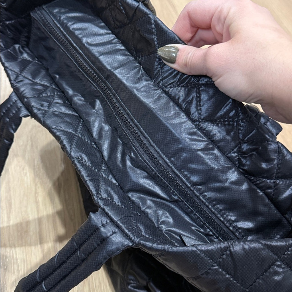 DKNY Maya Quilted Black Nylon Tote Bag w/ Detachable Crossbody Strap