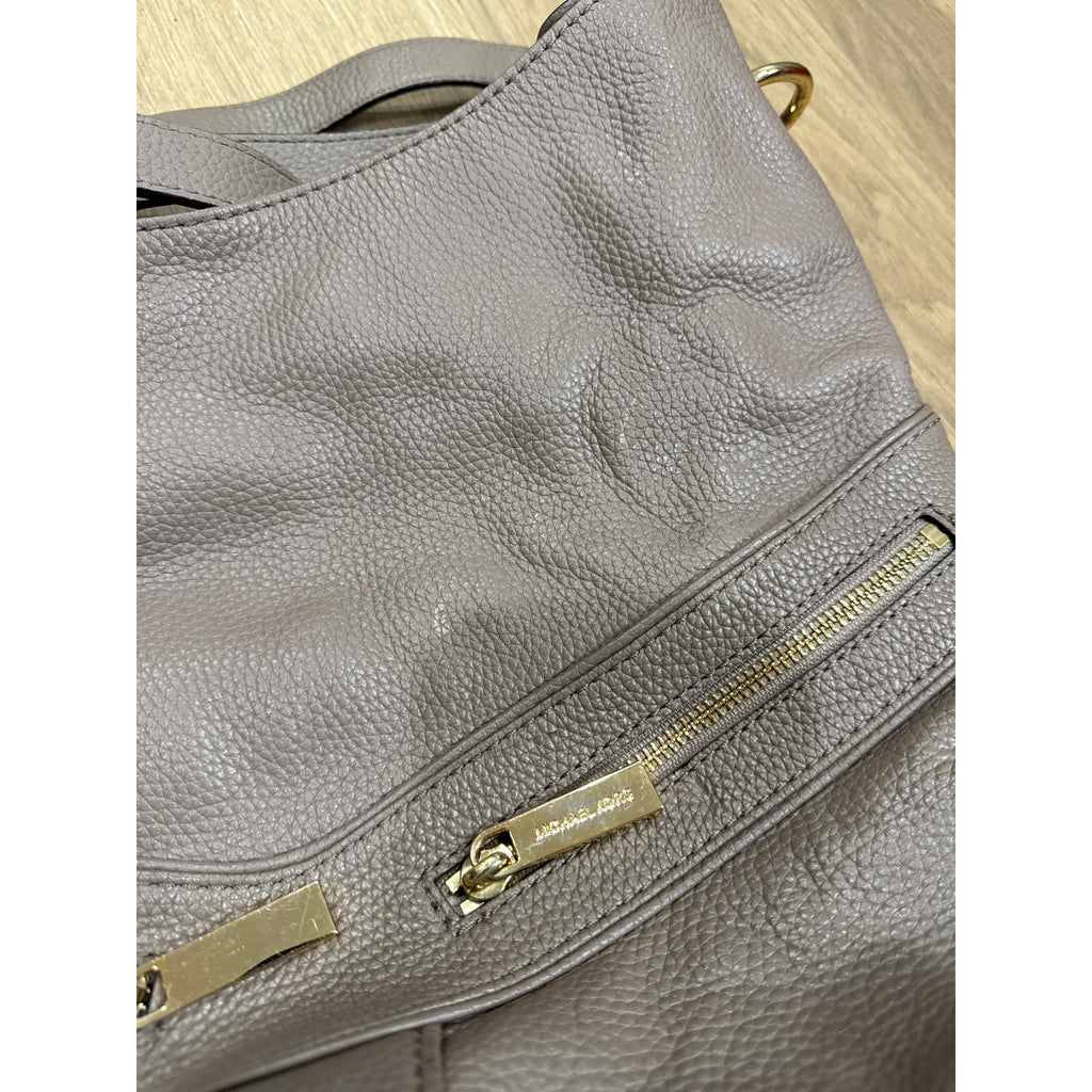 Michael Kors Jamesport Pebble Leather Large Shoulder Tote in Tan