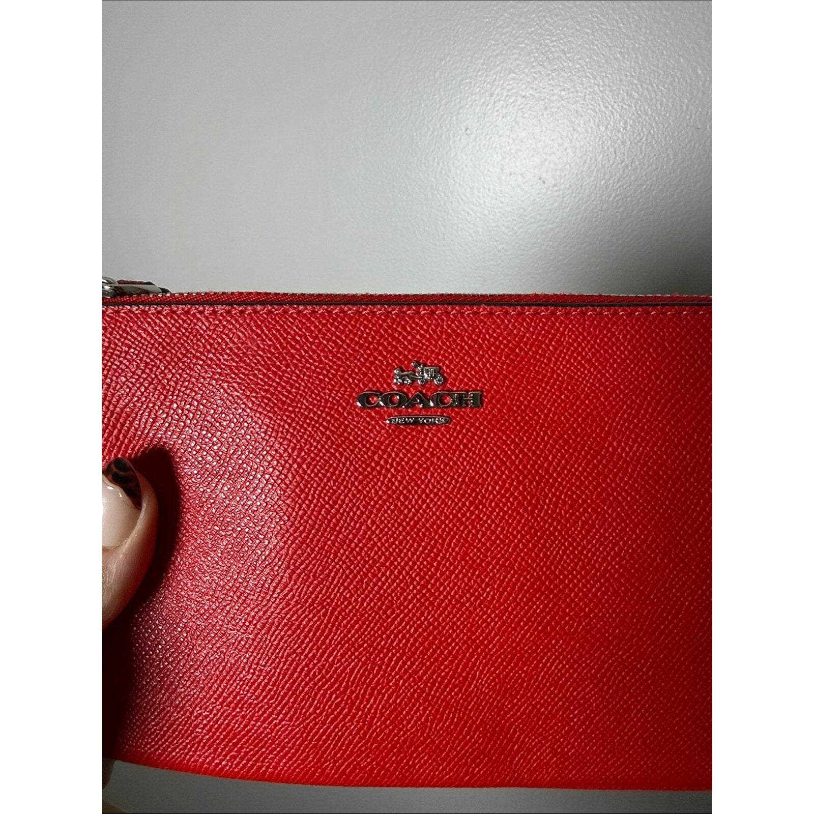 Coach Red Wristlet Pouch Wallet Leather