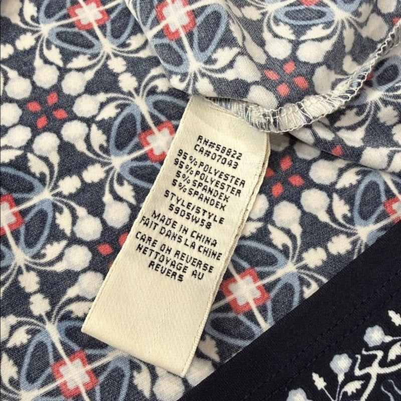 Max Studio Navy Blue Multicolor Printed Sleeveless Shift Dress Size Large