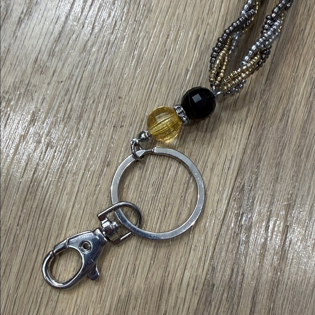 Beaded Braided Lanyard with Keyring