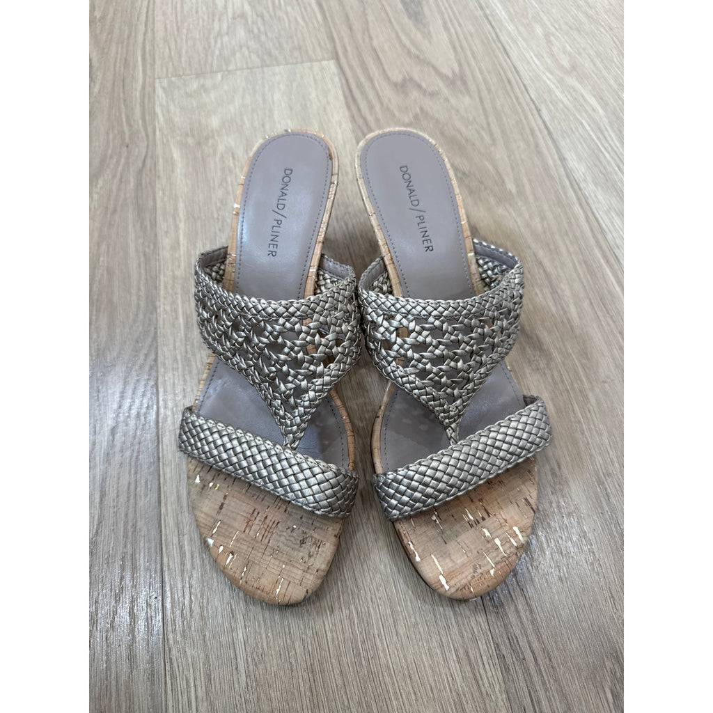 Donald Pliner Kikki Braided Leather Kitten Heel Slide Sandals Size 10