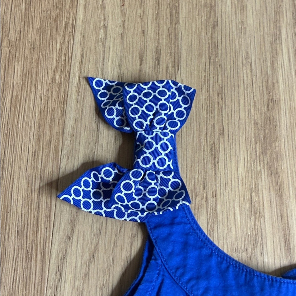 Janie and Jack Royal Blue Dress with Patterned Bow Straps Size 3