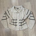 Dokotoo Women's Beige and Black Cable Knit Cardigan Sweater Size Medium