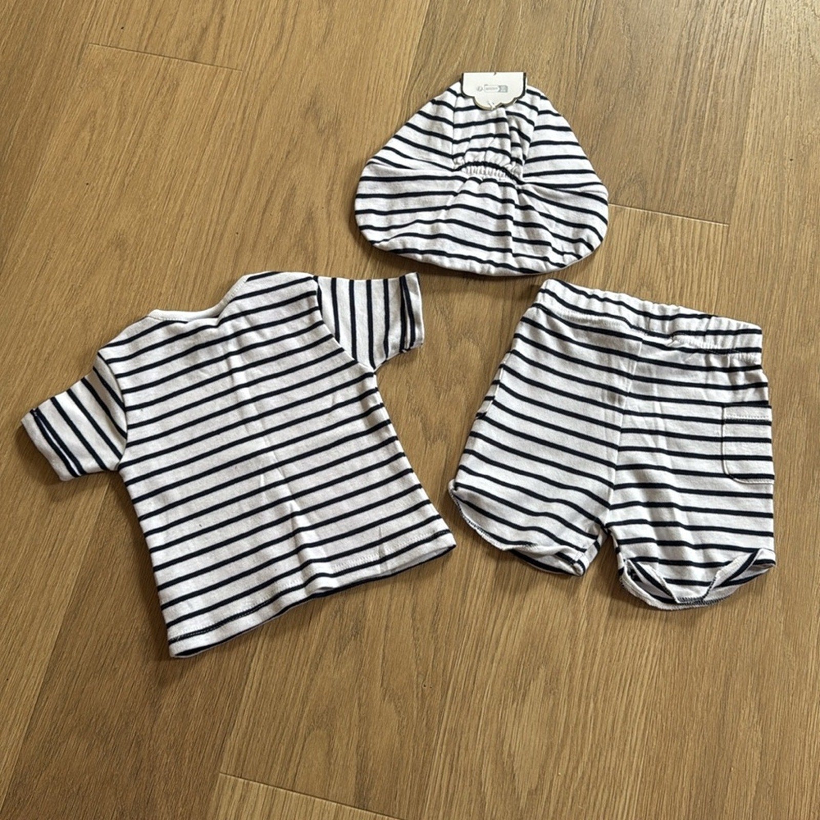 Rock A Bye Baby Boutique Striped Kids 3 Piece Outfit Set - Black and White 3-6M