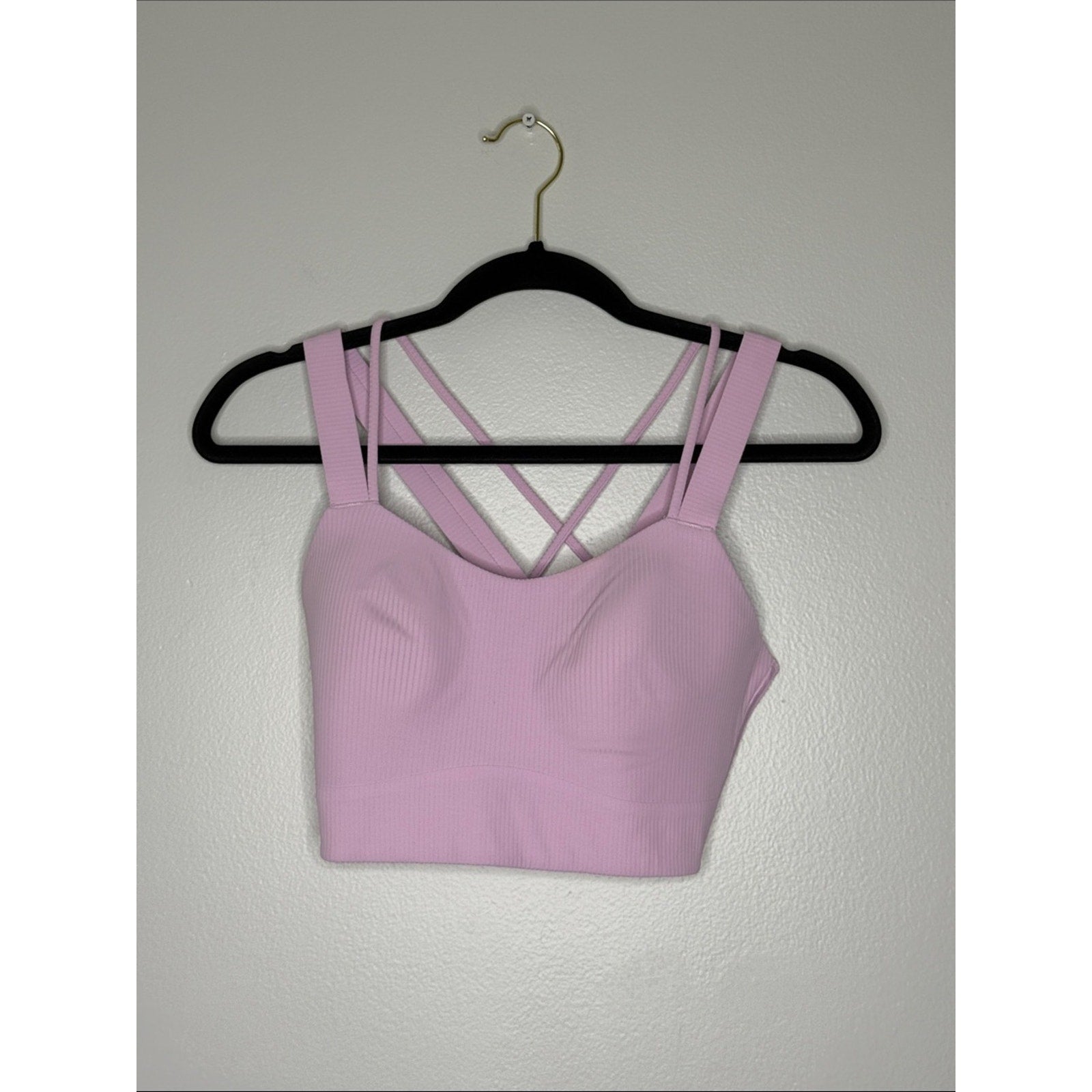 Lululemon Light Pink Ribbed Strappy Bra Size Medium