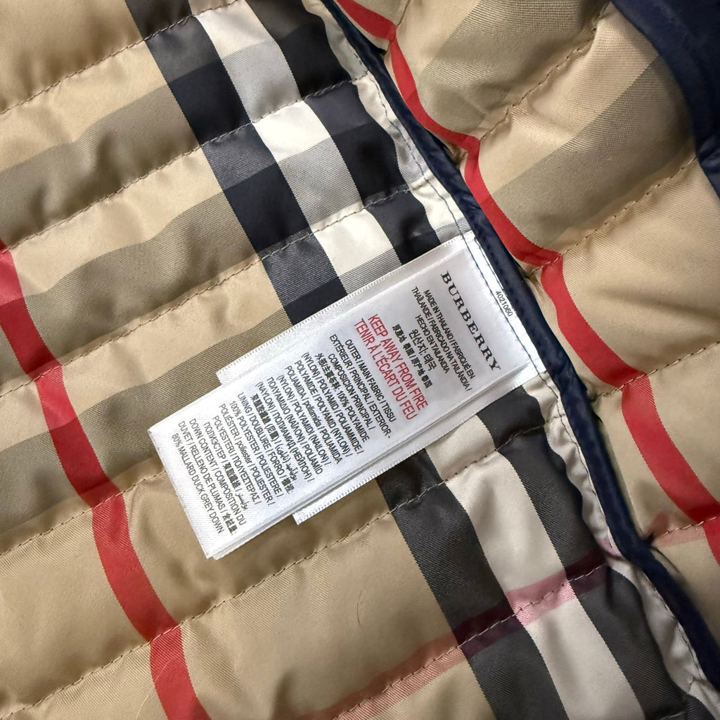 Burberry Kids Navy Blue Quilted Down Vest Size 10 Years