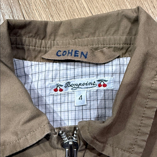 Bonpoint Kids Tan Utility Style Zip Front Jacket Size 4