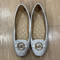 Michael Kors Lillie Logo Moccasins in Vanilla Colored Logo Print Canvas / Gold 9