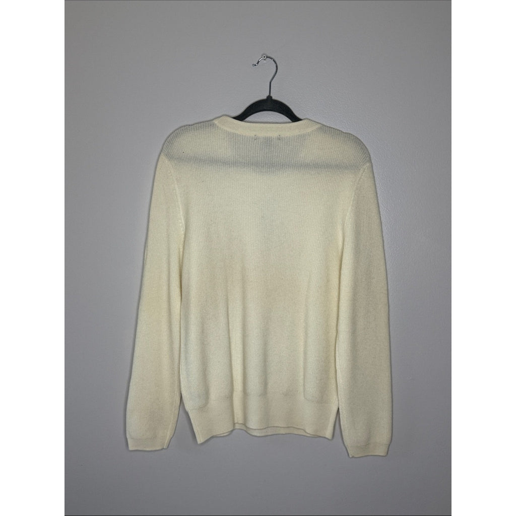 Saks Fifth Avenue Ivory Crewneck Cashmere Sweater Large New!