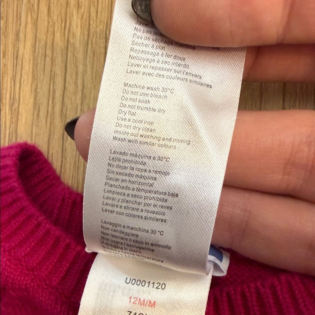Jacadi Fuchsia Knit Cardigan Size 12 Months