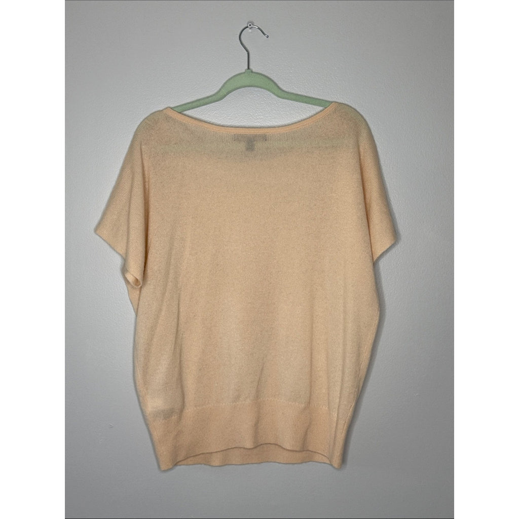 Banana Republic Cashmere Lightweight Peach Scoop-Neck Short Sleeve Sweater Large