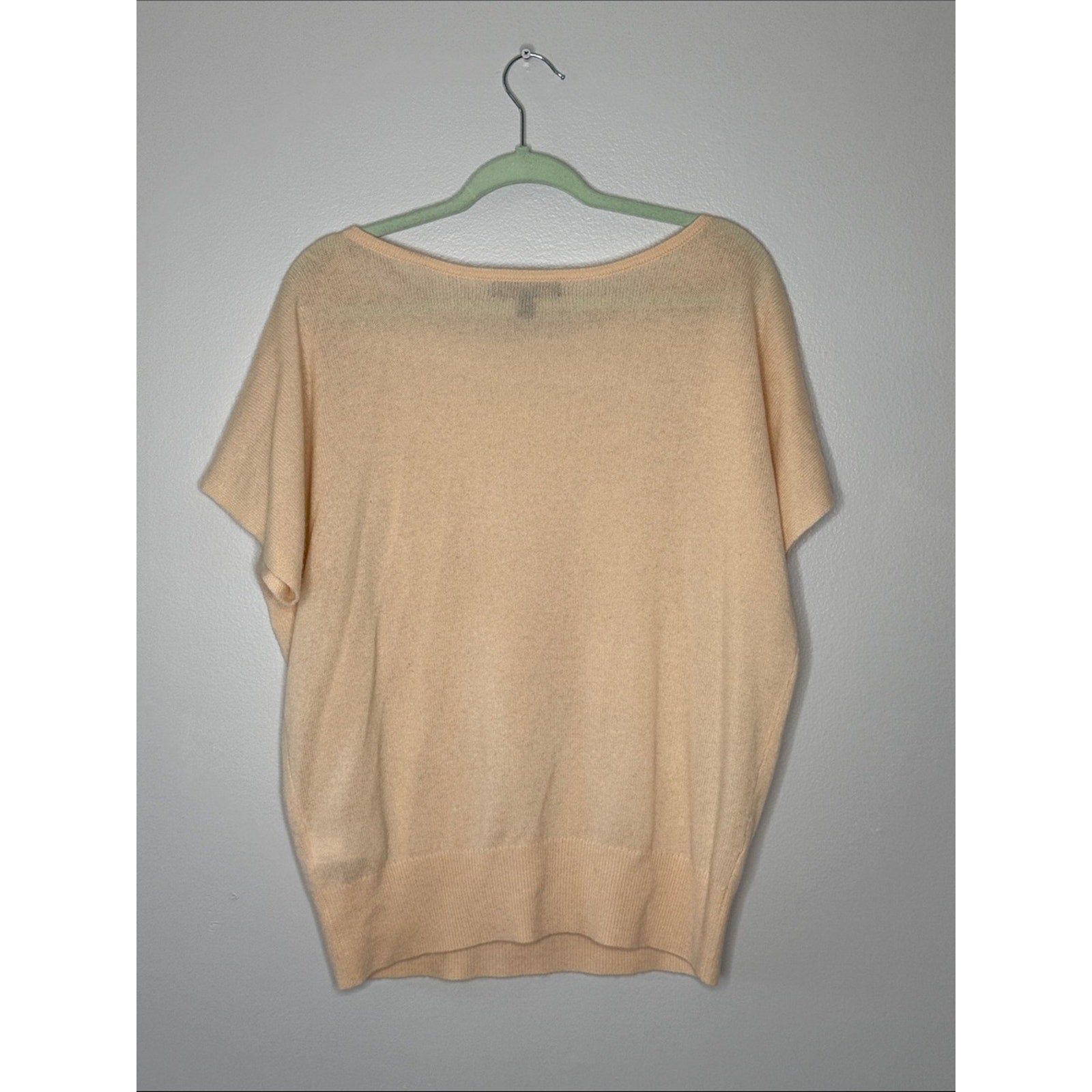 Banana Republic Cashmere Lightweight Peach Scoop-Neck Short Sleeve Sweater Large