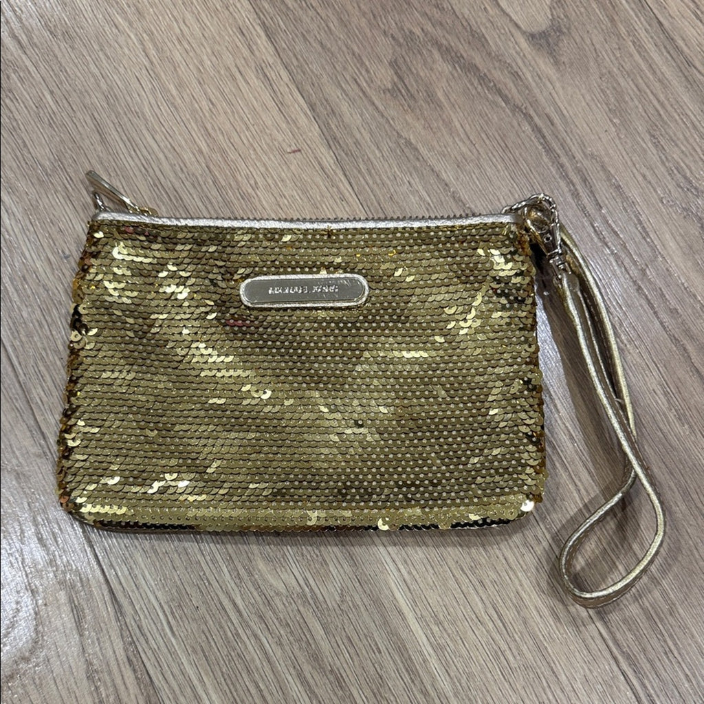 Michael Kors Gold Sequin Zip Top Wristlet
