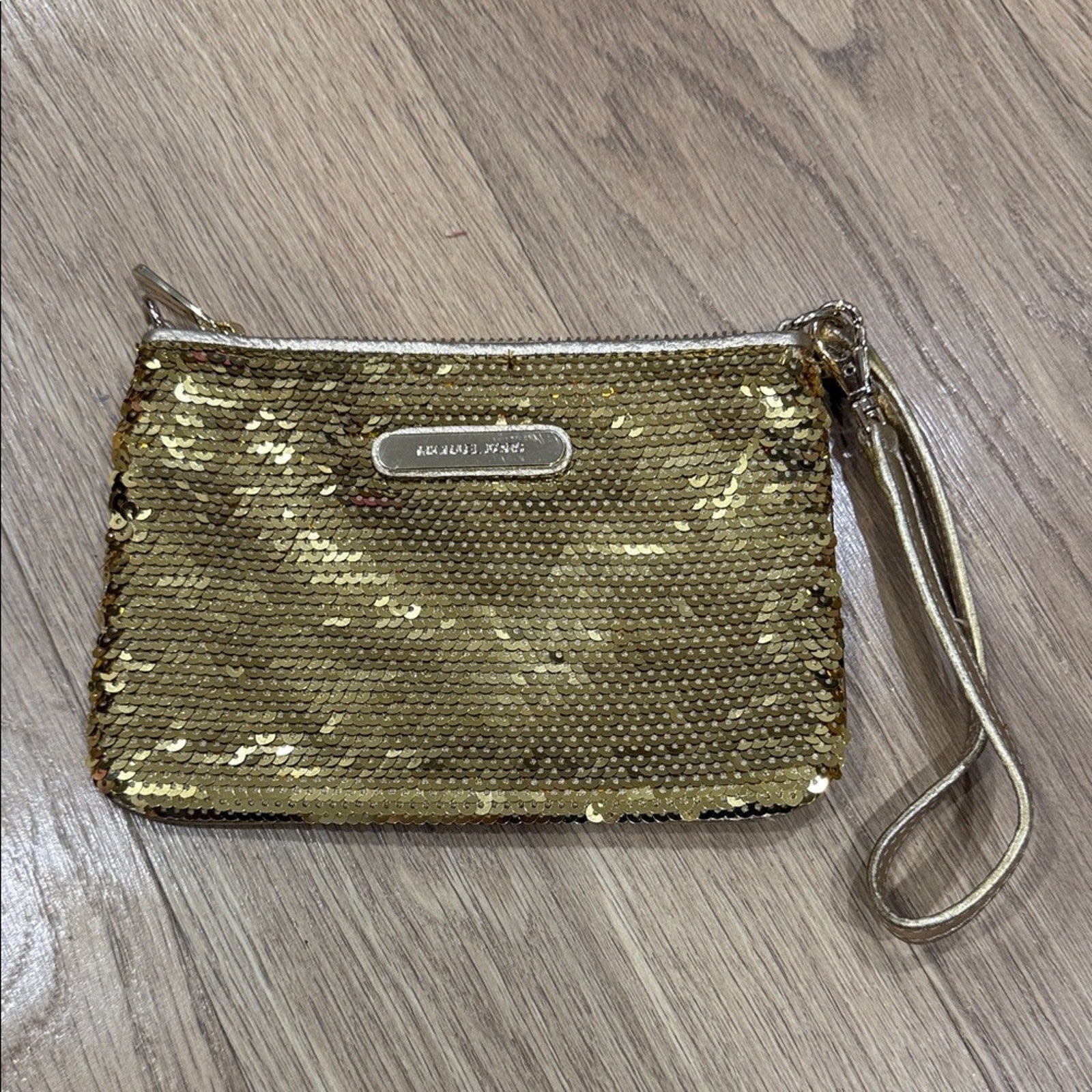 Michael Kors Gold Sequin Zip Top Wristlet