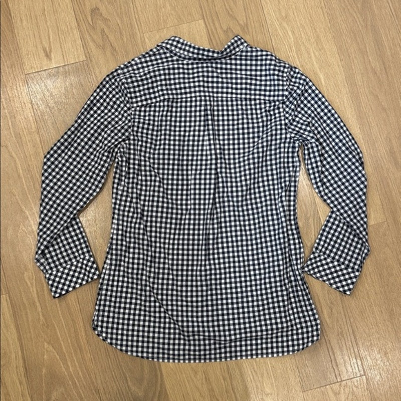 Talbots Blue and White Gingham Button-Down Long Sleeve Shirt Size Medium
