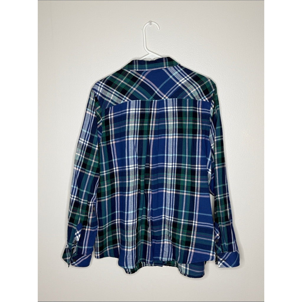 croft & barrow Blue and Green Plaid Shirt Size XXL