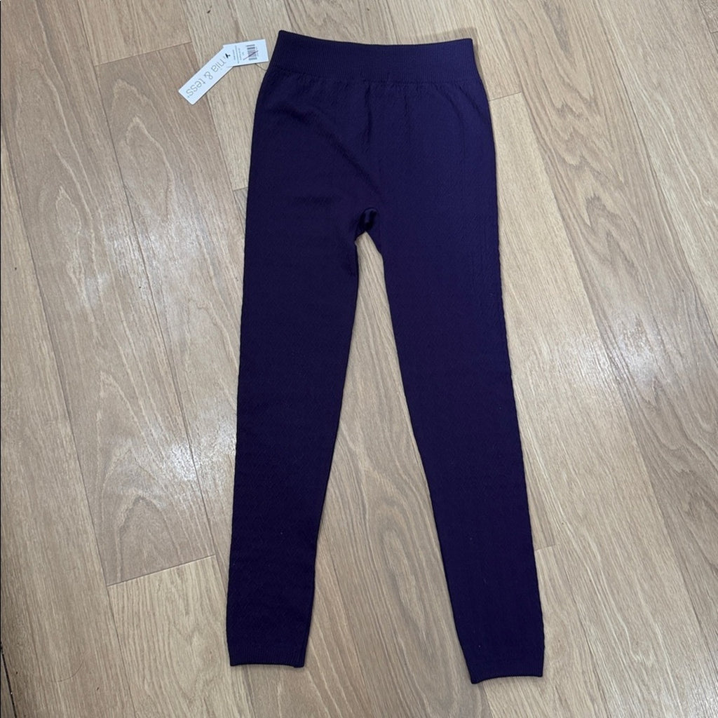 Mia & Tess Textured Purple Leggings Size L/XL NEW!