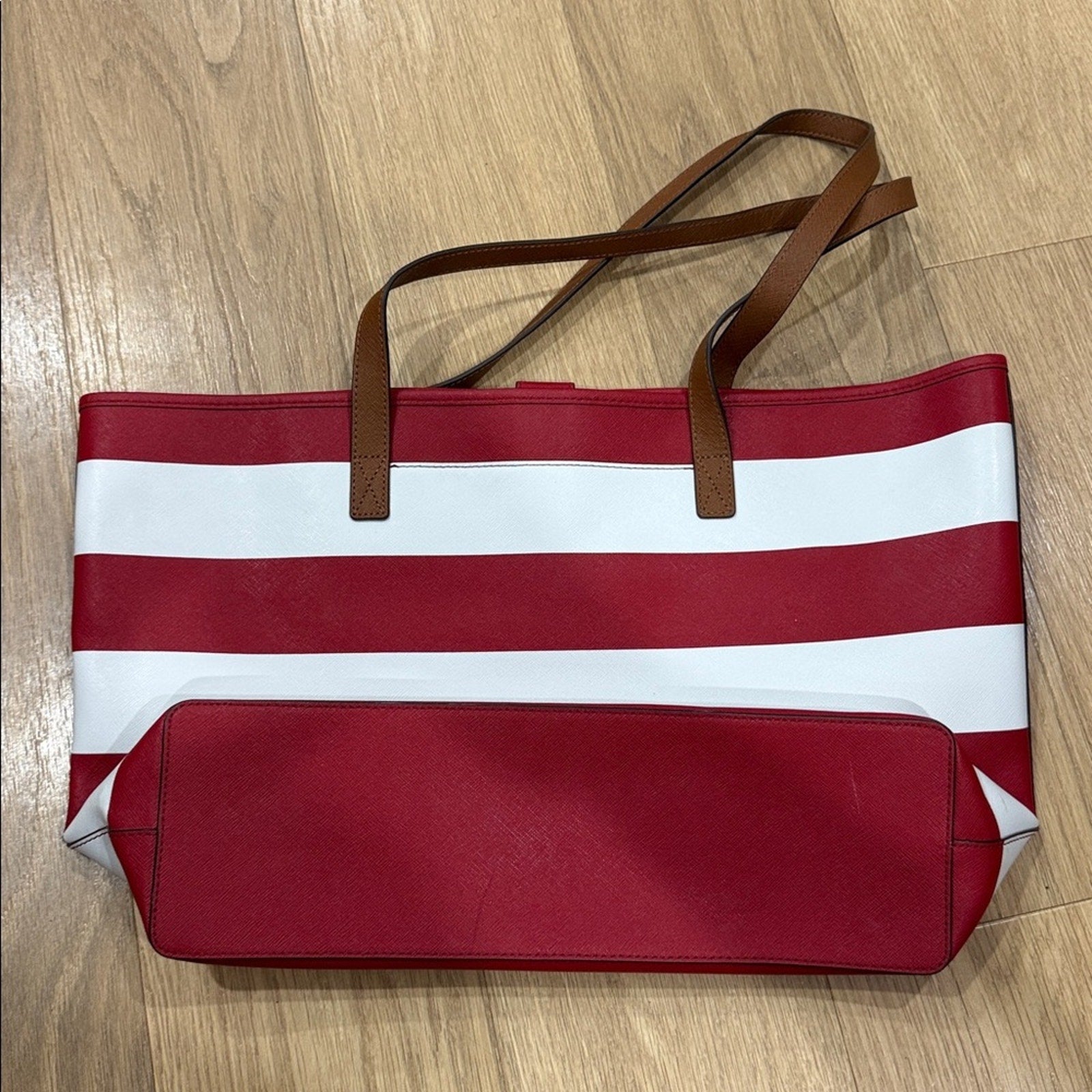 Michael Kors Jet Set Travel Red and White Striped Tote Bag