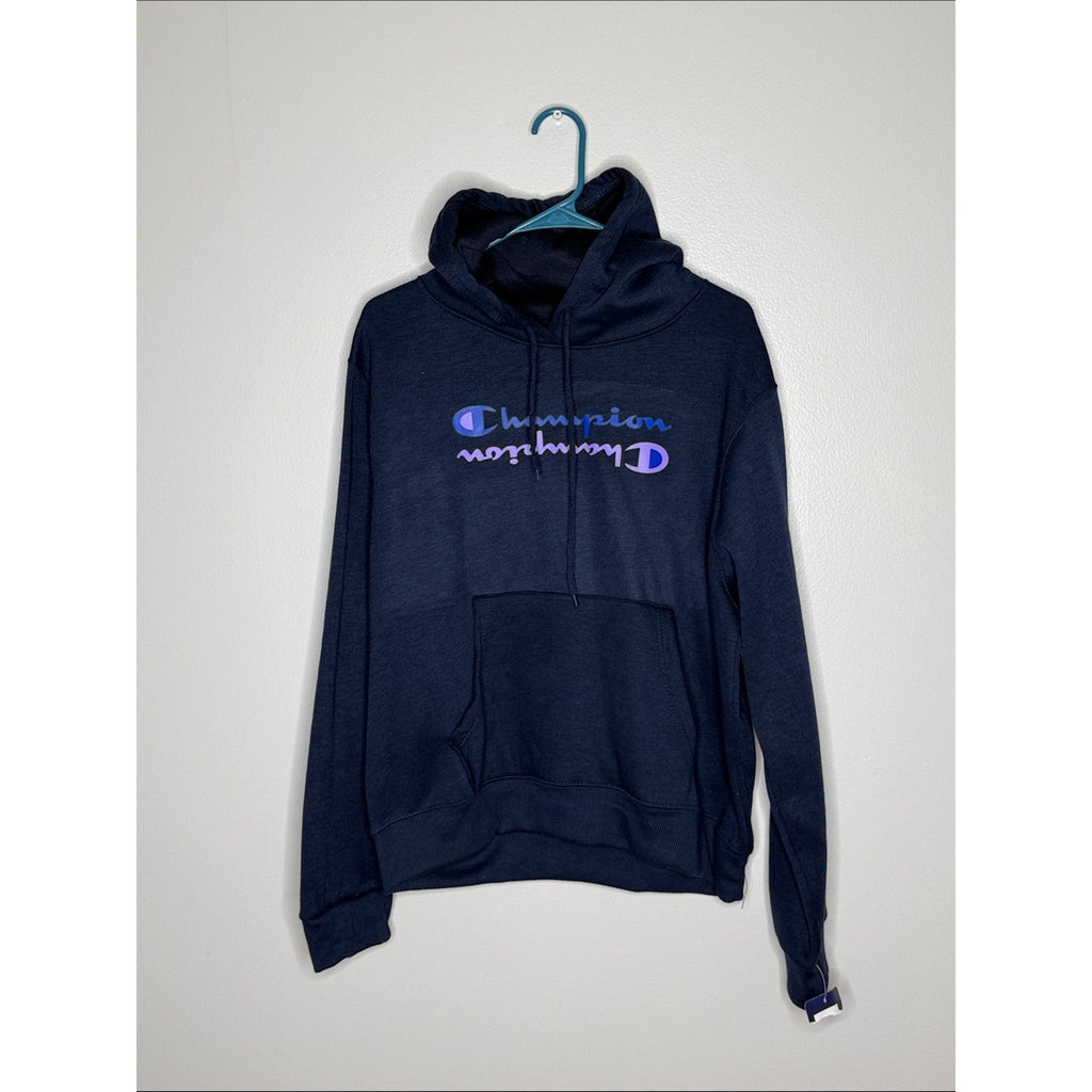 Champion Navy Crewneck Hoodie with Purple Logo Size XL