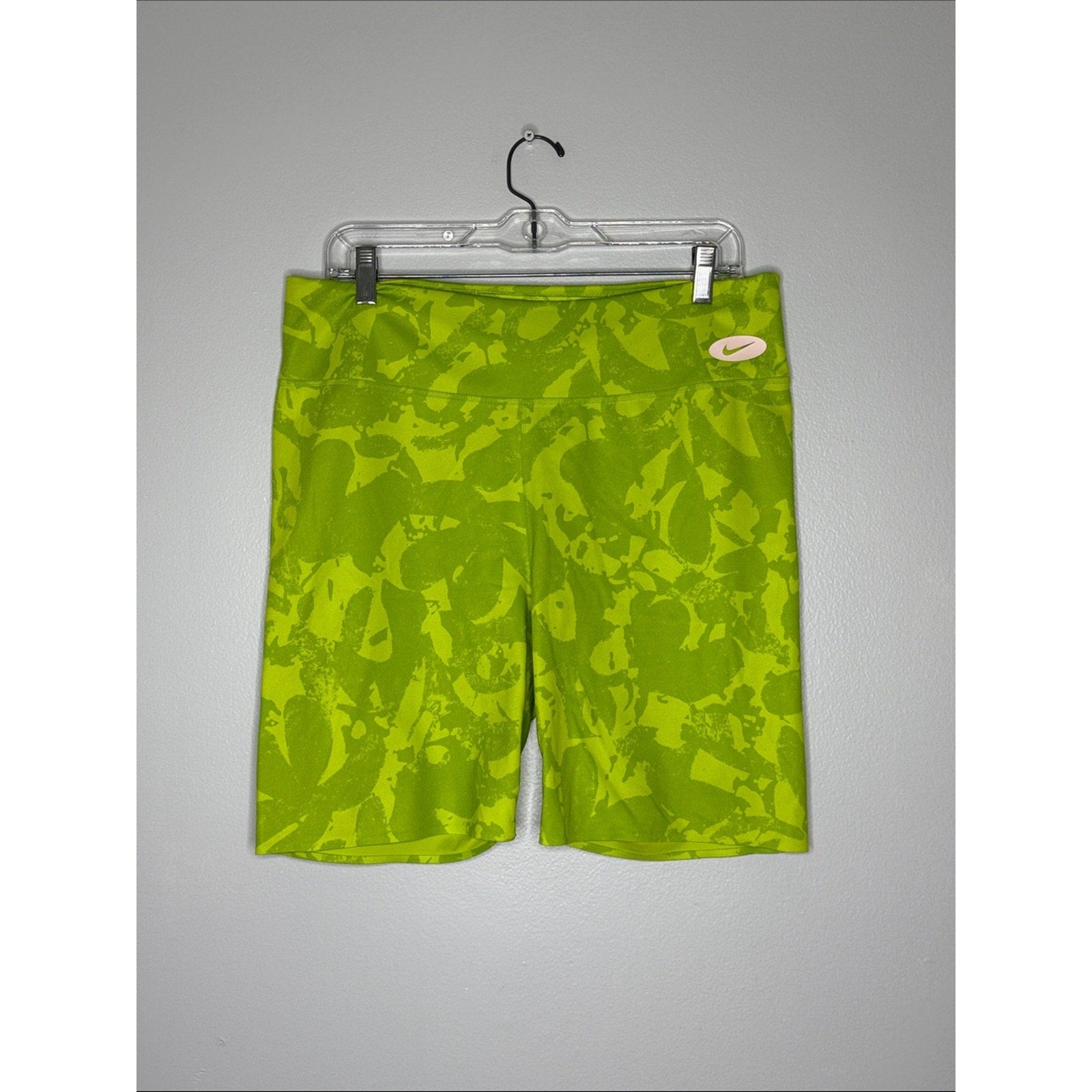 Nike Lime Green Patterned Workout Bike Shorts Size XL