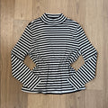 Talbots Monochrome Black and White Striped Mock Neck Long Sleeve Top Size XL