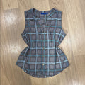 Apt. 9 Black and Blue Plaid Sleeveless Button-Up Top Size Large