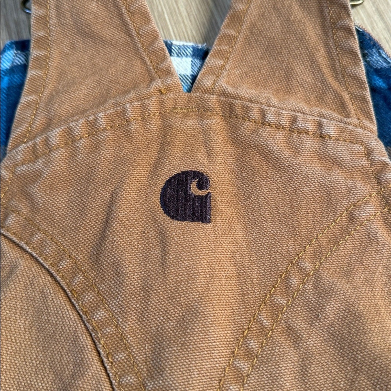 Carhartt Kids Tan Flannel Lined Overalls Size 4T