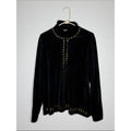 Sag Harbor Black Velvet Jacket with Gold Studs Size XL