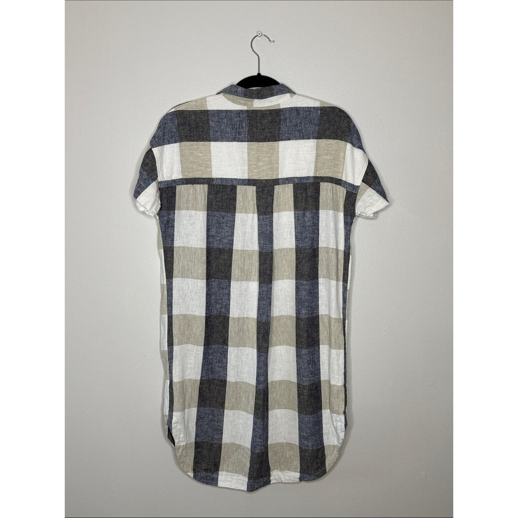 Old Navy Button Front Short Sleeve Plaid Dress Size Medium