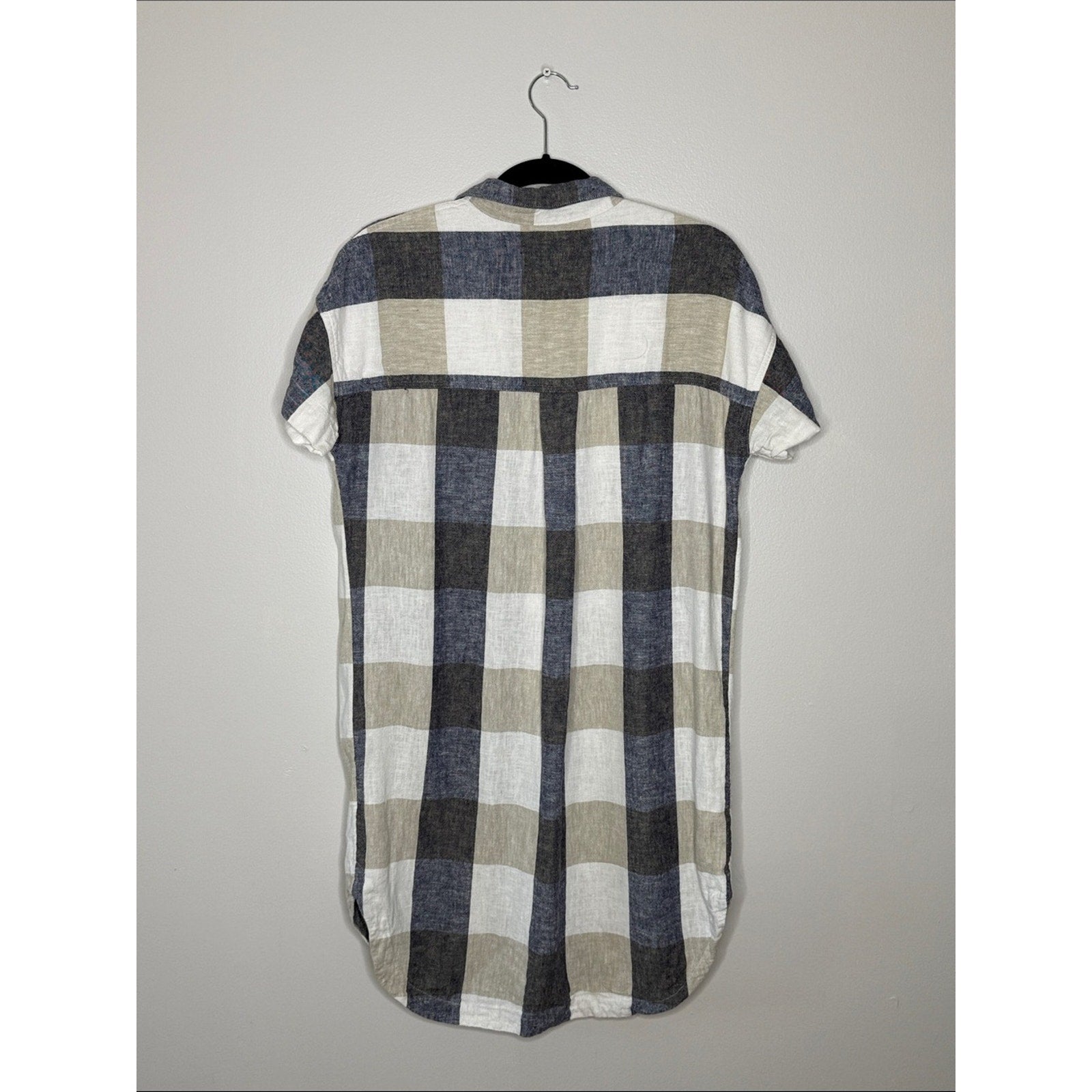Old Navy Button Front Short Sleeve Plaid Dress Size Medium