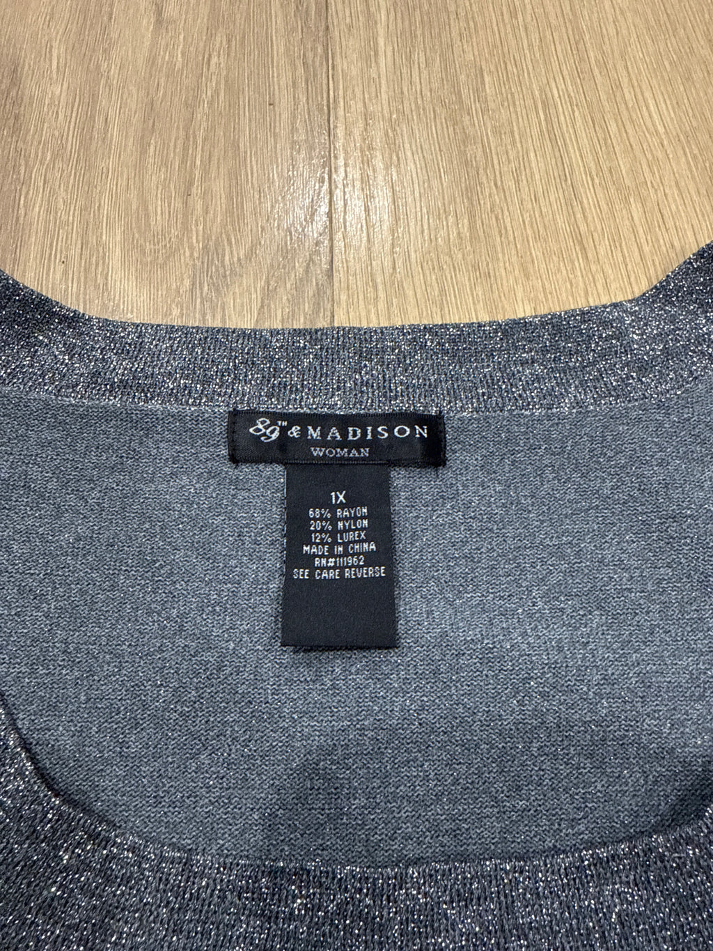 89th & Madison Woman Gray Silver Metallic Knit Sleeveless Top Size 1X