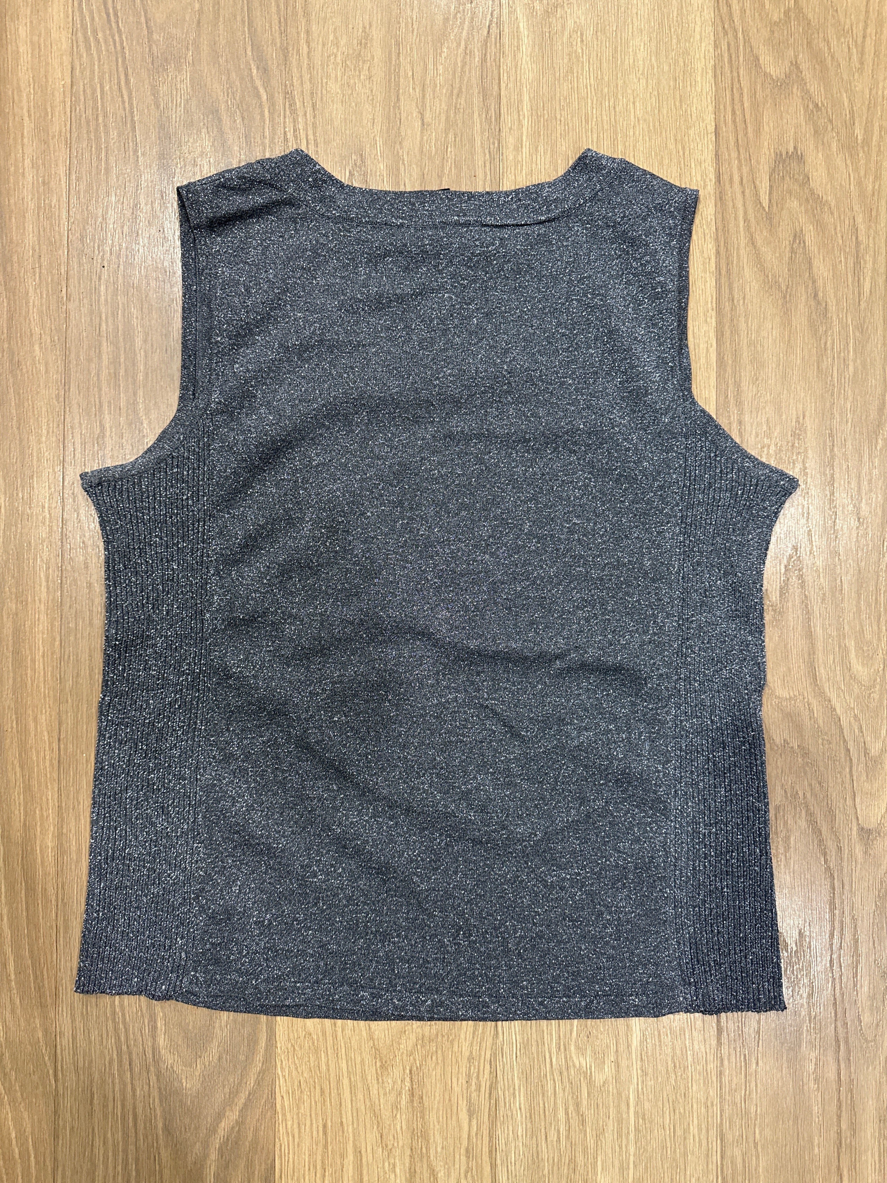 89th & Madison Woman Gray Silver Metallic Knit Sleeveless Top Size 1X