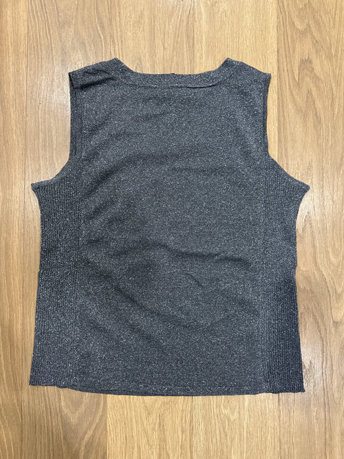 89th & Madison Woman Gray Silver Metallic Knit Sleeveless Top Size 1X