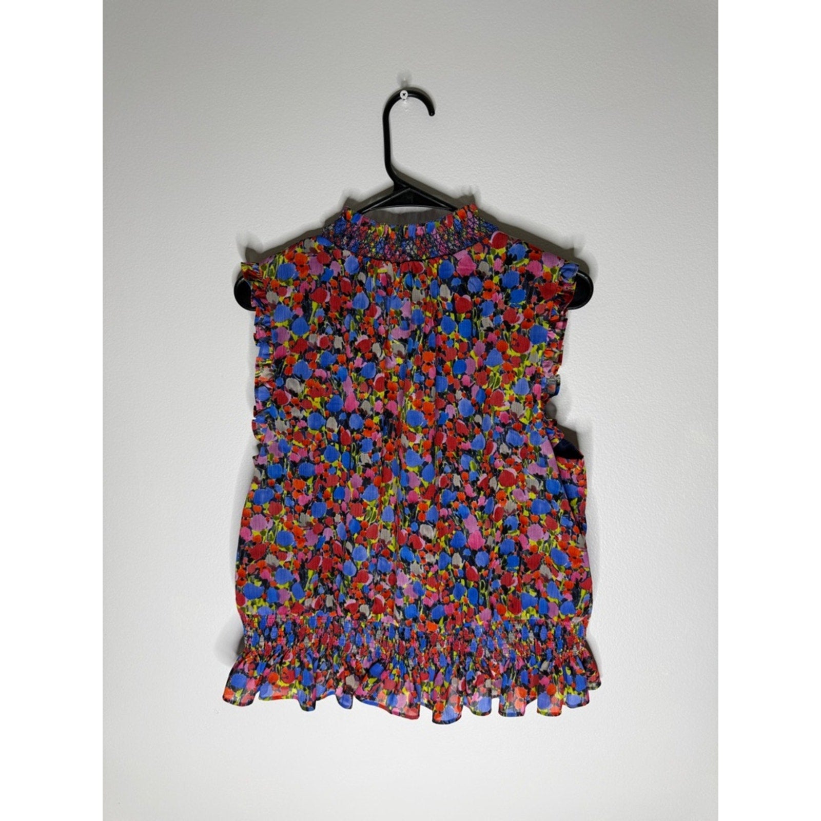 J. Crew Multicolor Floral Smocked Neck Sleeveless Top Size 12